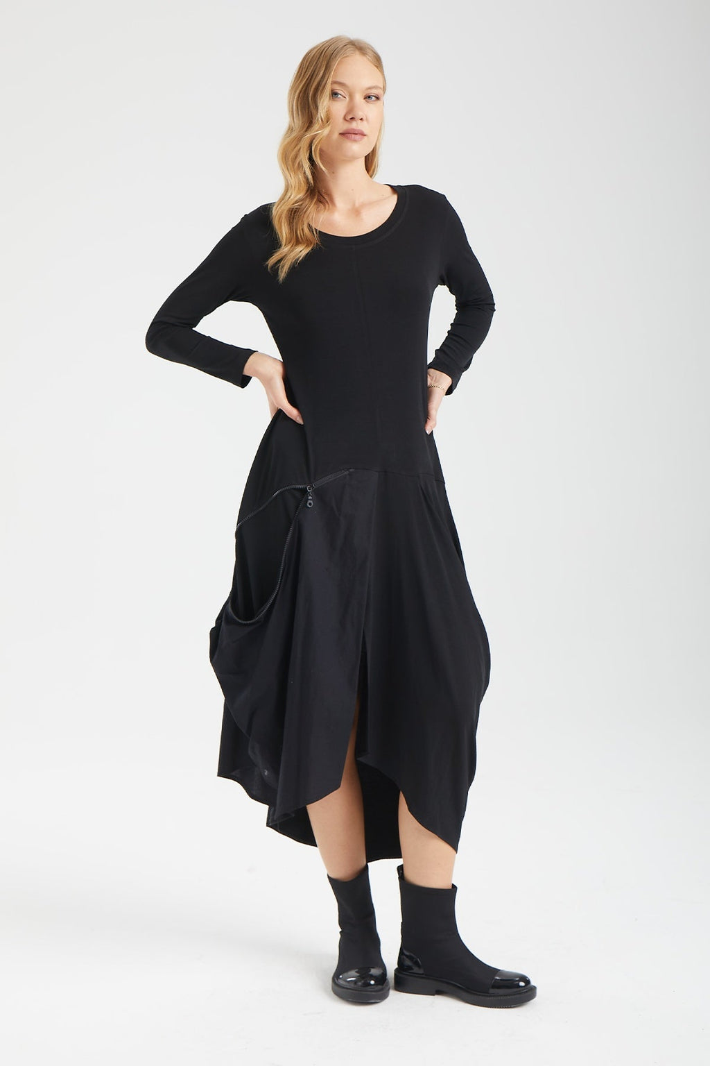 Kadın siyah elbise – LYRA Teknik Elbise | IMBUE color:siyah