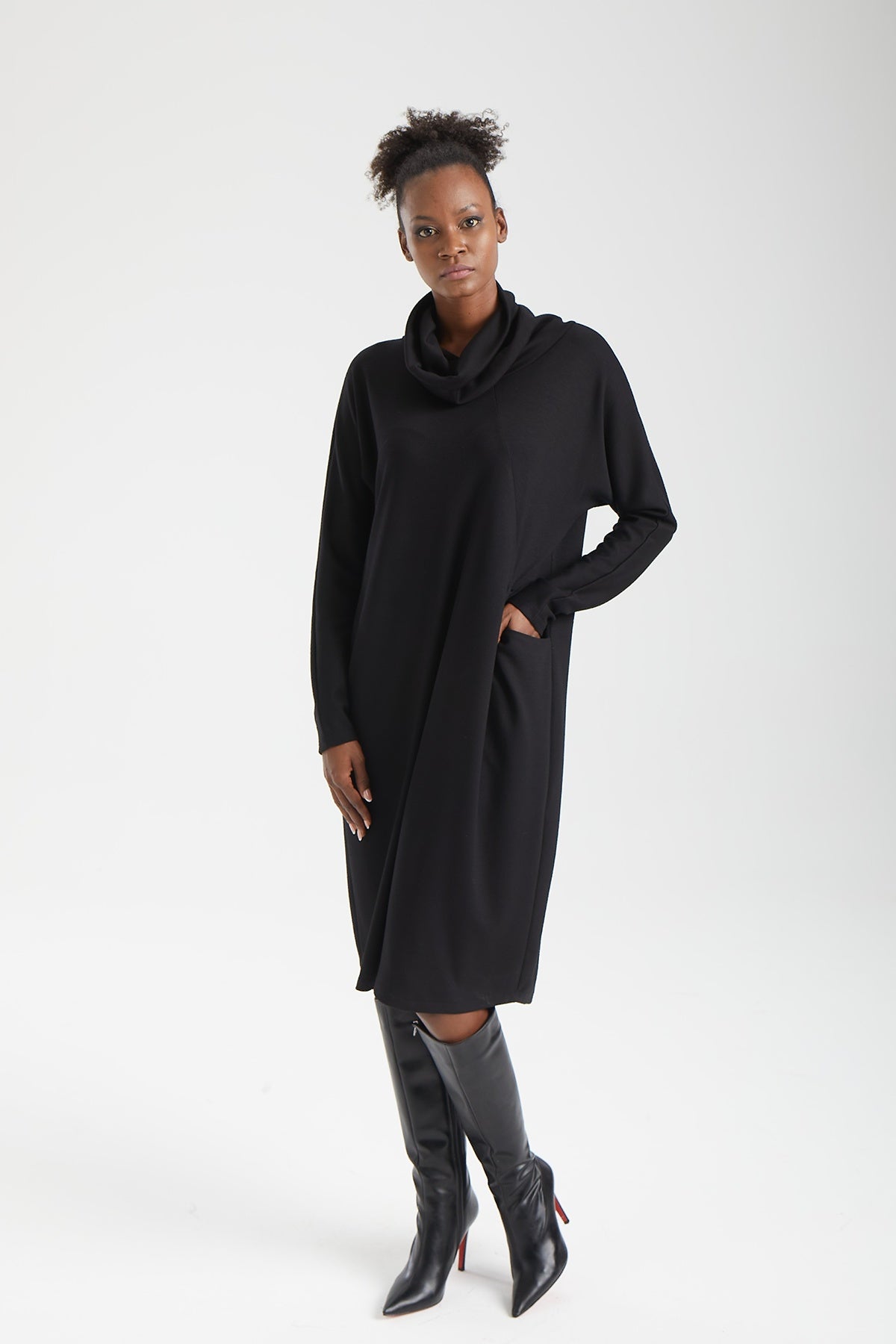 Kadın siyah elbise – NOA Kokon Elbise | IMBUE color:siyah