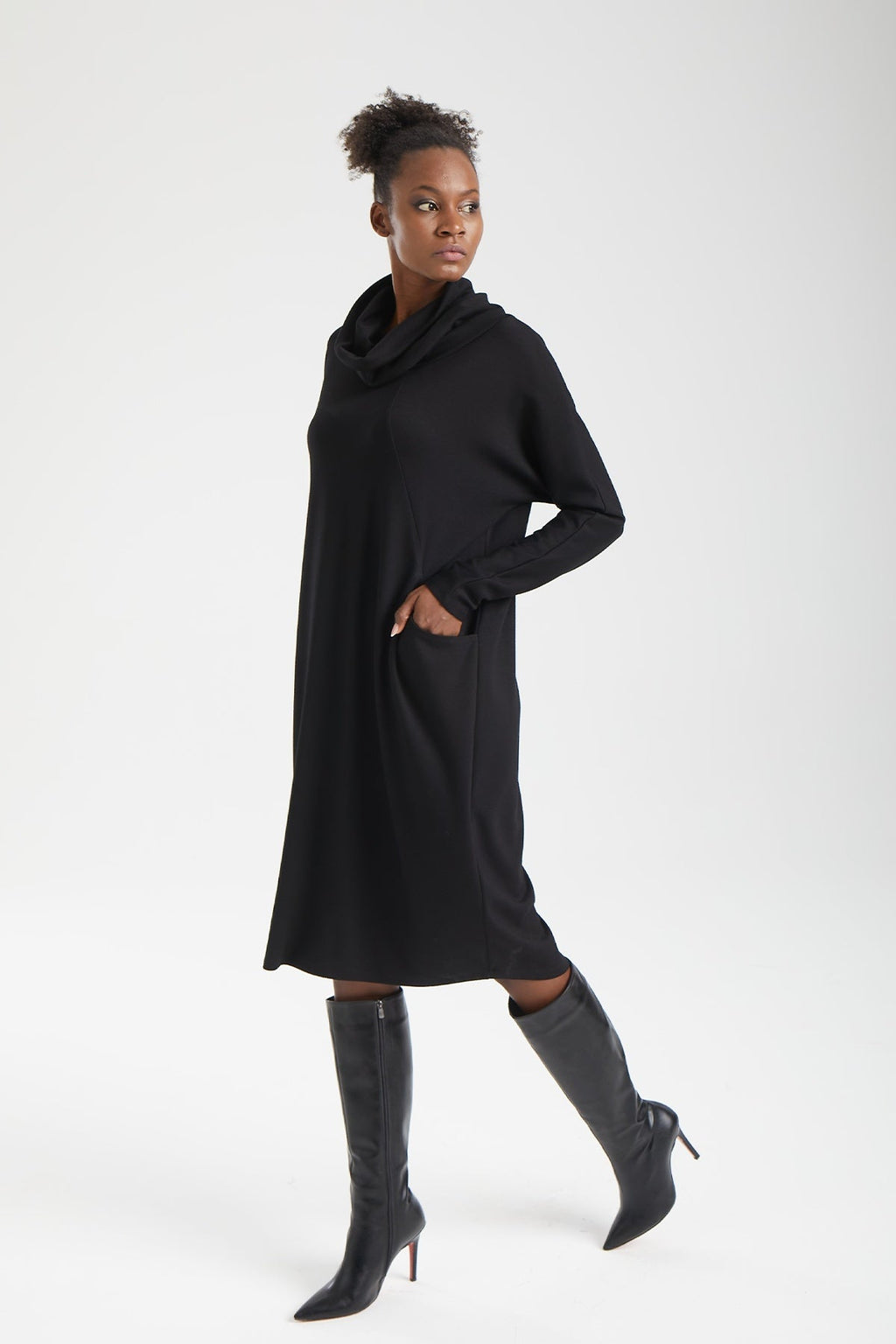 Kadın siyah elbise – NOA Kokon Elbise | IMBUE color:siyah