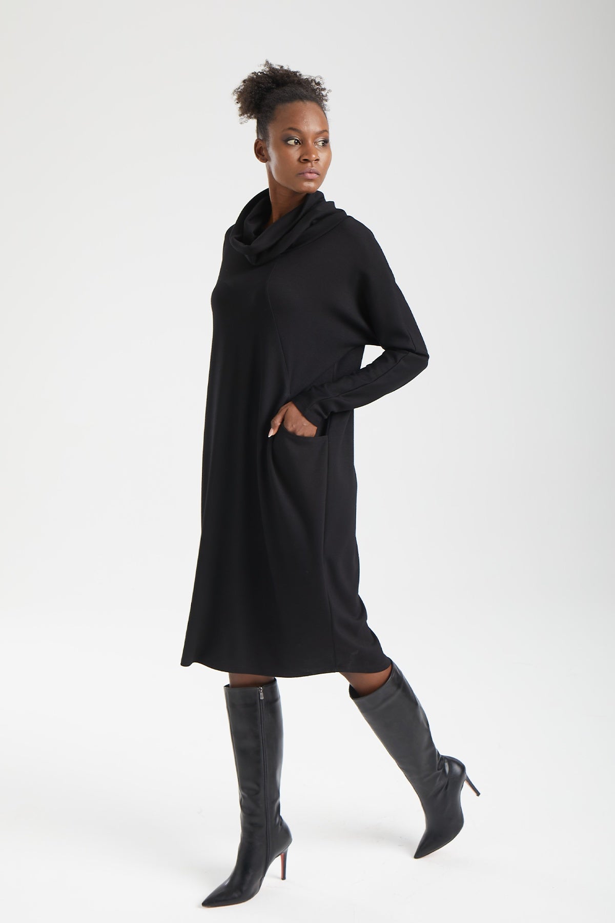 Kadın siyah elbise – NOA Kokon Elbise | IMBUE color:siyah