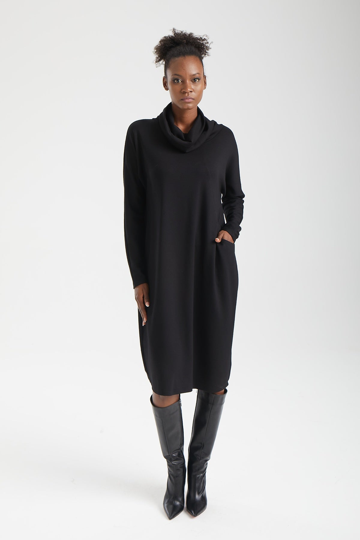Kadın siyah elbise – NOA Kokon Elbise | IMBUE color:siyah