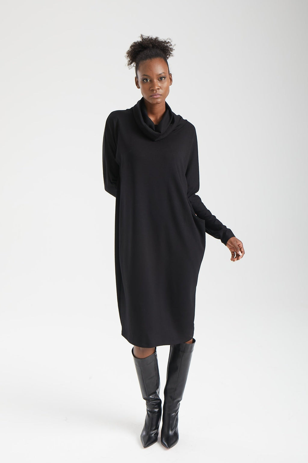 Kadın siyah elbise – NOA Kokon Elbise | IMBUE color:siyah