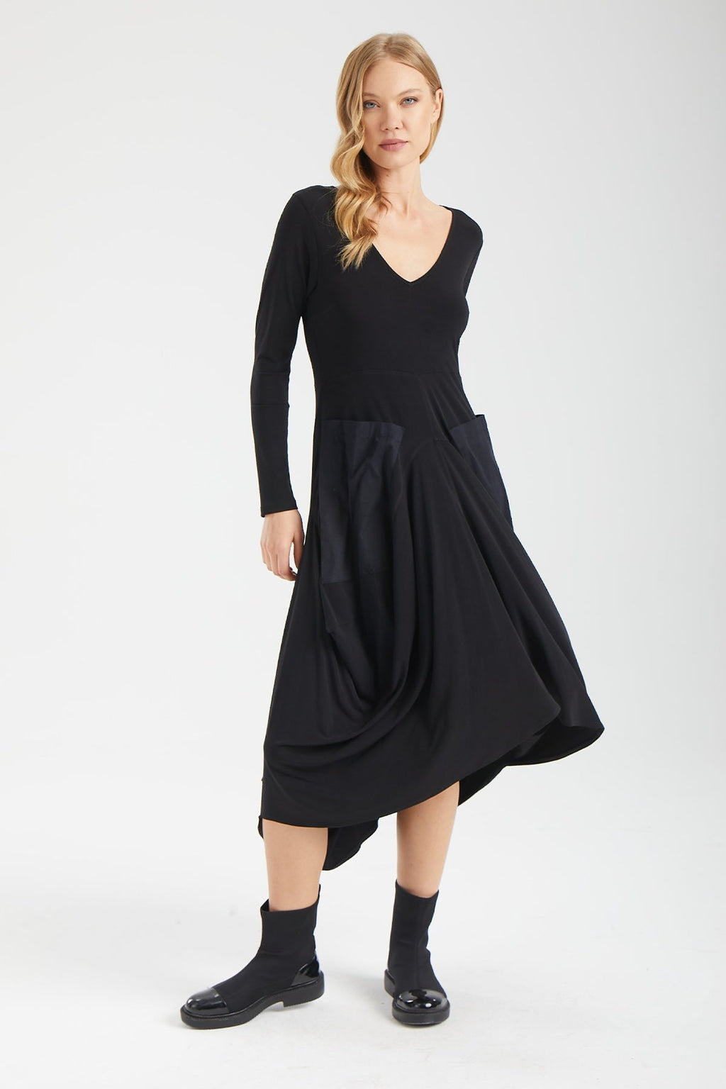 Kadın siyah elbise – TERRA Cepli Elbise | IMBUE color:siyah