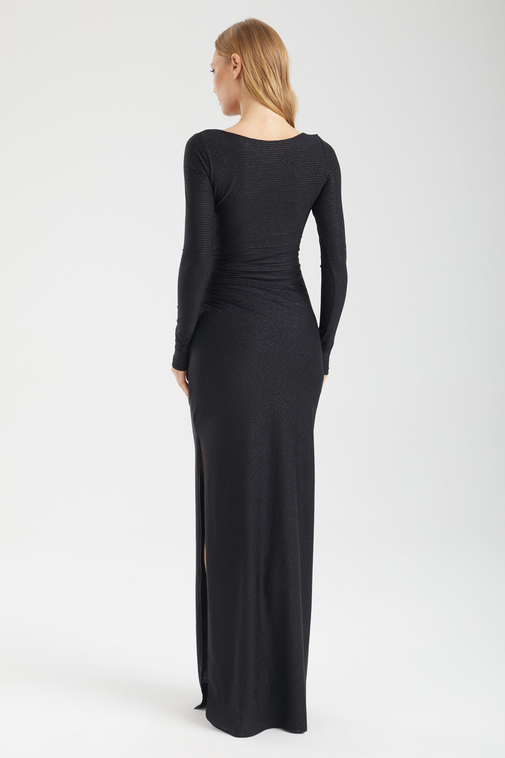 NOVA Işıltılı Drapeli Maxi Elbise