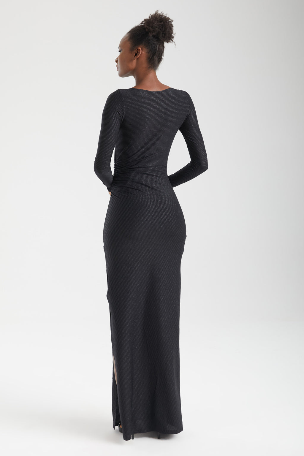 NOVA Işıltılı Drapeli Maxi Elbise