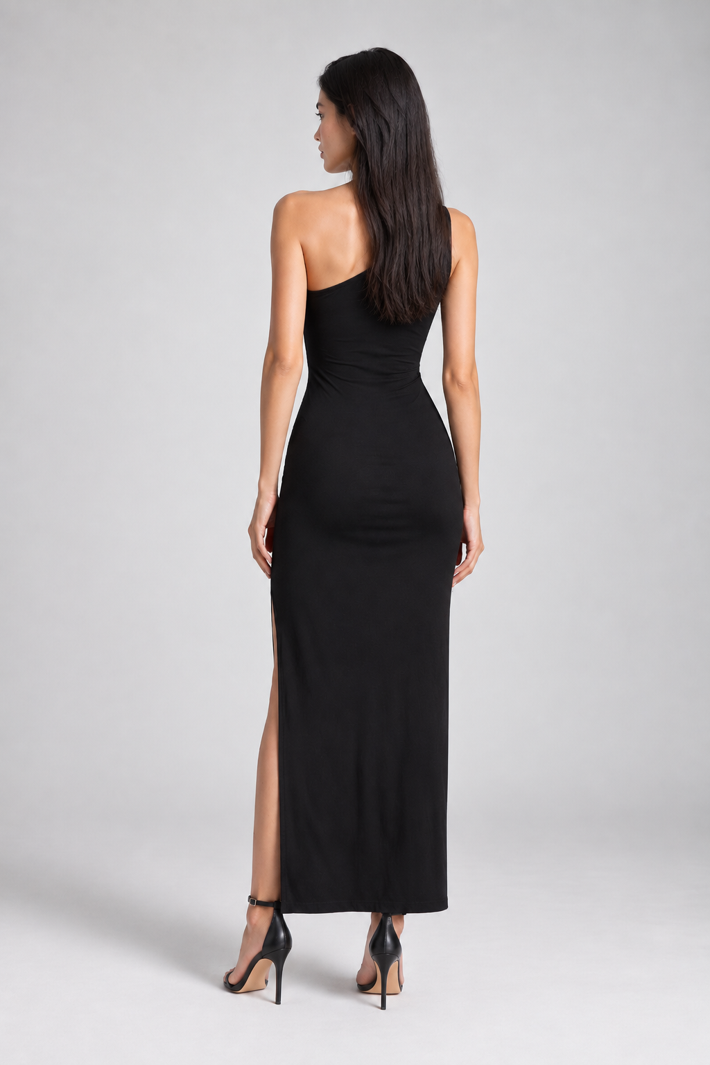 ASYM Tek Omuz Maxi Elbise - siyah tek omuz maxi elbise - IMBUE - color:BLK