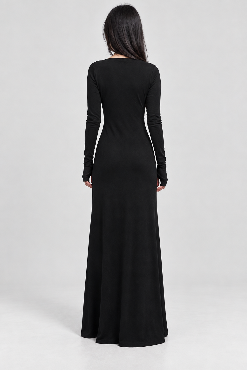 NIRA Kayık Yaka Yırtmaçlı Maxi Elbise - siyah maxi elbise - IMBUE - [color:siyah]
